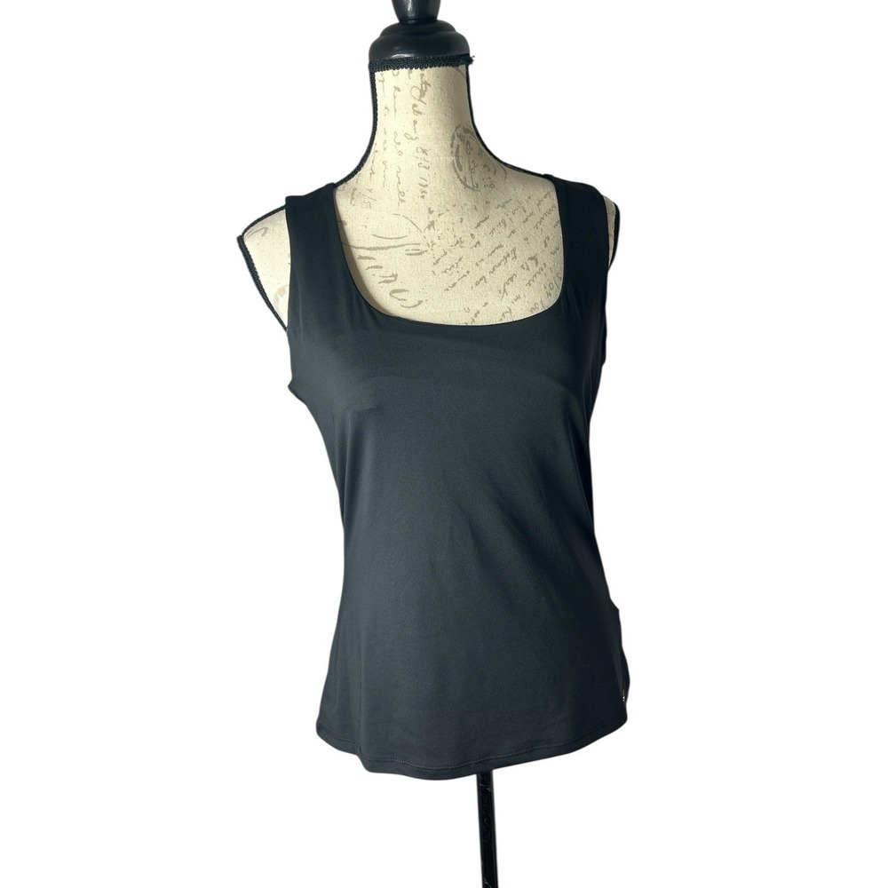 NWT Calvin Klein Black Sleeveless Tank Suit Separate Round Neck Rayon M NEW